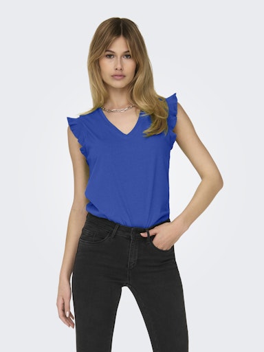 Maya Cotton Frill Top (Brilliant Blue)