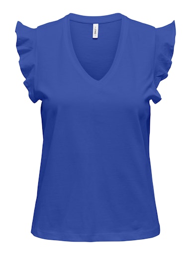Maya Cotton Frill Top (Brilliant Blue)
