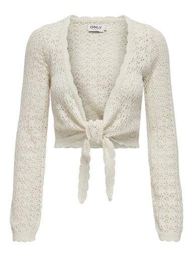 Sola Crochet Look Tie Cardigan (Ecru)