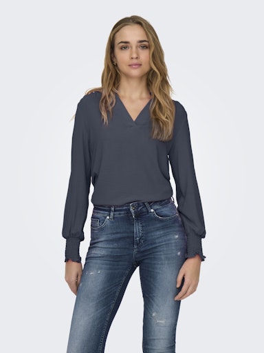 Meda V Neck Blouse (Ombre Blue/Grey)
