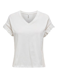 Linda Cotton Eyelet Sleeve Top (Cloud Dancer)