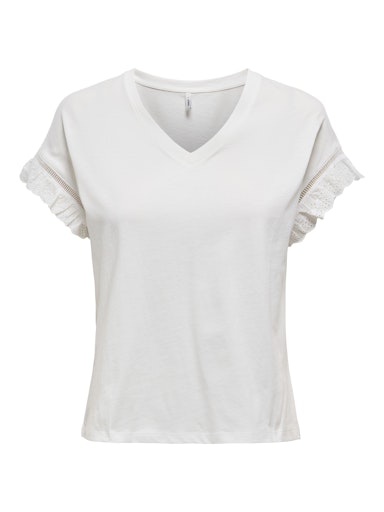 Linda Cotton Eyelet Sleeve Top (Cloud Dancer)