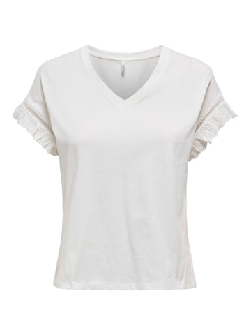 Linda Cotton Eyelet Sleeve Top (Cloud Dancer)