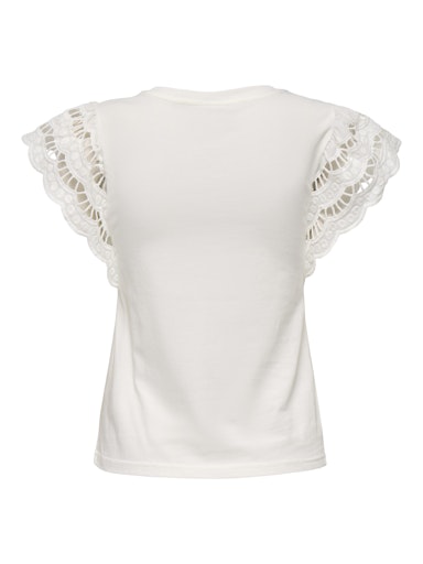 Macy Lace Sleeve Top (White)