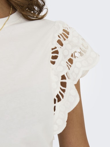 Macy Lace Sleeve Top (White)