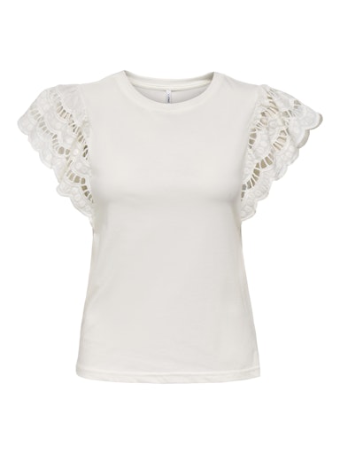 Macy Lace Sleeve Top (White)