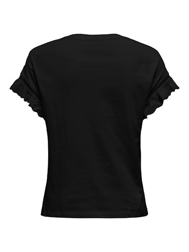 Linda Cotton Eyelet Sleeve Top (Black)