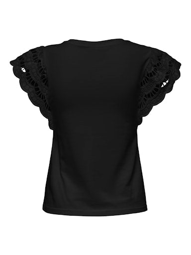 Macy Lace Sleeve Top (Black)
