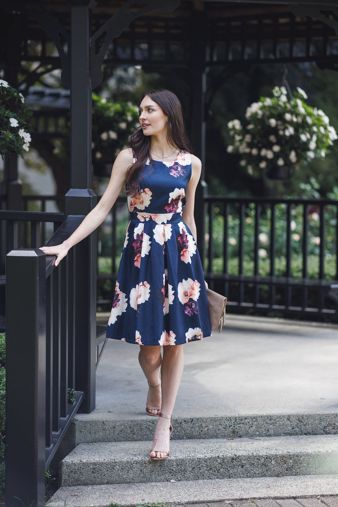 Gracie Floral Dress Navy