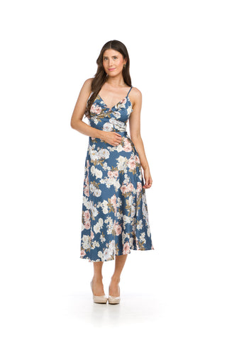Audrina Cowl Floral Dress (Blue Floral)