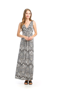 Lira Stretch Maxi Dress (Black Paisley)