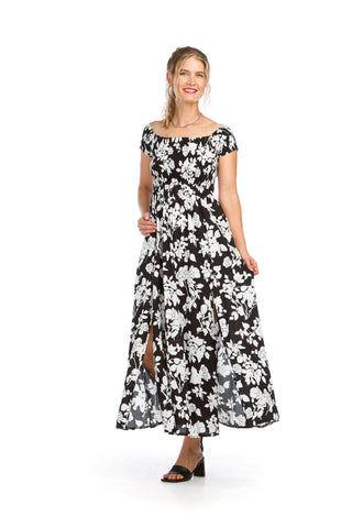 Josie Smocked Maxi Dress (Black Floral)