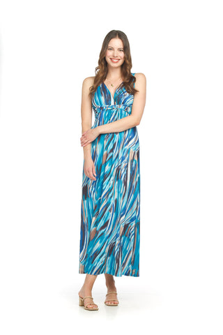 Lira Stretch Maxi Dress (Blue Marble)