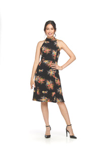 Riley Halter Dress (Black Floral)