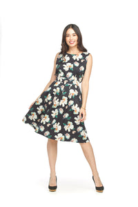 Gracie Floral Box Pleat Dress (Black)