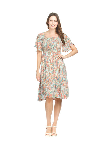 Morgan Smocked Off Shoulder Dress (Paisley)