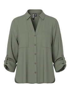 Rafina Button Down Blouse (Lichen Green)