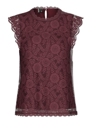 Colline Lace Applique Top (Tawny Port)