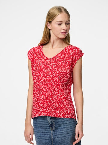 Flora Pleated Top (Lollipop Red)