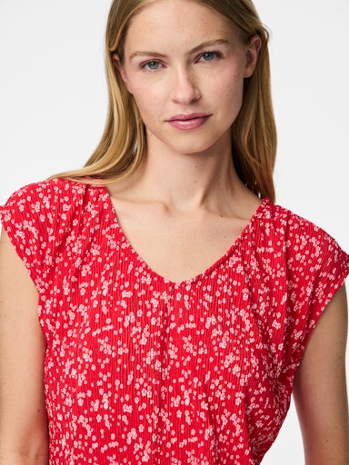 Flora Pleated Top (Lollipop Red)
