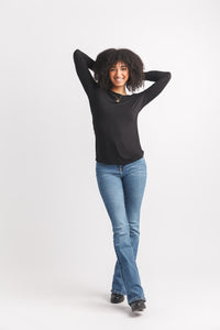 Kimmy Bamboo Long Sleeve Top (Black)
