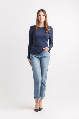 Kimmy Bamboo Long Sleeve Top (Navy)