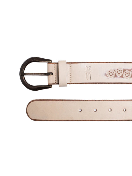 Maxie Genuine Leather Belt (Embossed White)