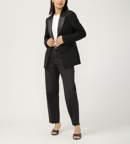 Silver High Rise Slim Barrel Leg Jean (Marion)