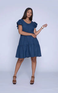 Rory Ruffle Dress (Denim) - 25% OFF AT CHECKOUT - FINAL SALE
