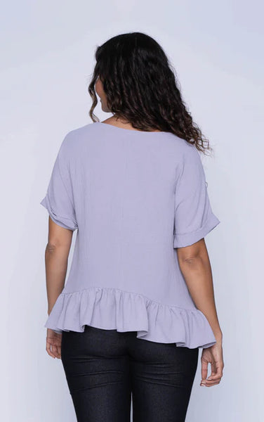Lisa Ruffle Peplum Top (Grey)