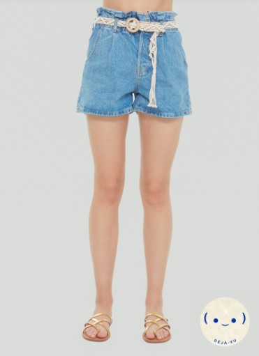 Callie Belted Paperbag Denim Shorts