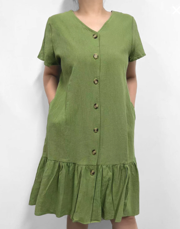 Donna Cotton Dress (Olive)