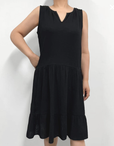 Callie Cotton Gauze Dress (Black)