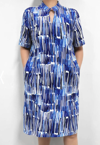 Sunny Patterned Short Sleeve Dress (Blue - UPF 50)
