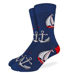 Men's Navy Anchors & Boats Good Luck Socks