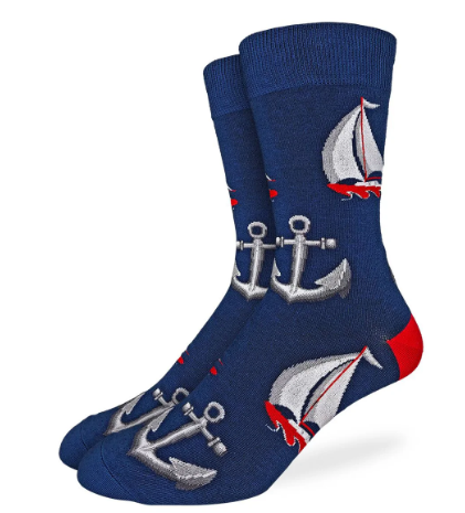 Men's Navy Anchors & Boats Good Luck Socks
