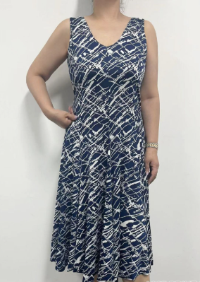 Catalina Pleated Dress (Swirl)