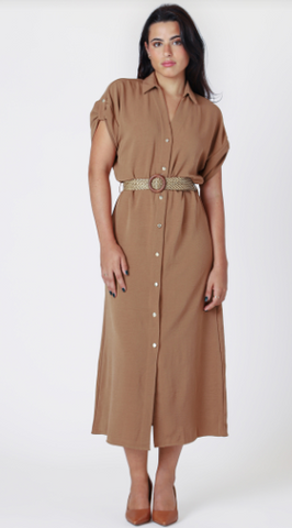 Jess Button Down Dress with Belt