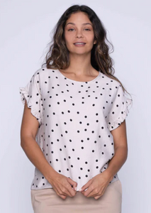 Isla Ruffle Sleeve Top (Polka Dot)