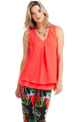 Gail Double Chiffon Tank (Coral)