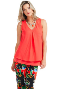 Gail Double Chiffon Tank (Coral)