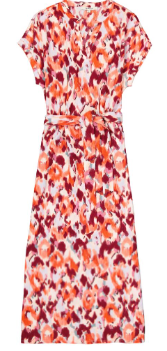 Amy Printed Dress (Tangerine Red)