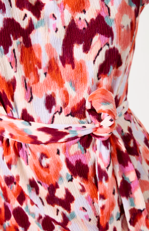 Amy Printed Dress (Tangerine Red)