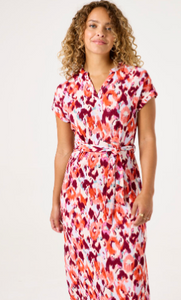 Amy Printed Dress (Tangerine Red)