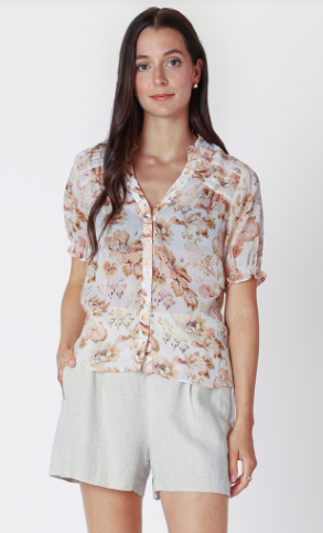 Markie Chiffon Floral Blouse (Peach) - 25% OFF AT CHECKOUT - FINAL SALE
