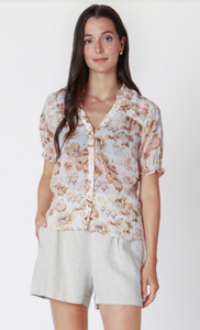 Markie Chiffon Floral Blouse (Peach) - 25% OFF AT CHECKOUT - FINAL SALE