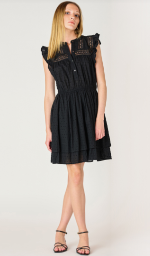 Audrina Swiss Dot Dress (Black) - 50% OFF AT CHECKOUT - FINAL SALE