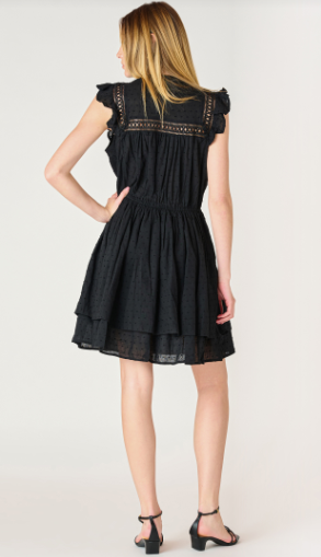 Audrina Swiss Dot Dress (Black) - 50% OFF AT CHECKOUT - FINAL SALE