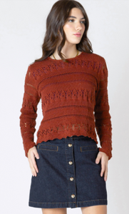 PLUS Stella Scalloped Sweater (Burnt Orange)