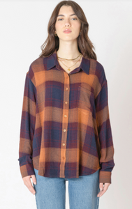 Kimberly Plaid Textured Shirt (Plum Plaid)